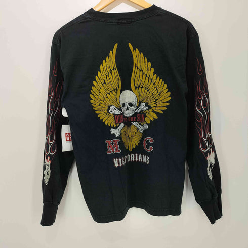 インディアンモーターサイクル INDIAN MOTORCYCLE 00s Y2K 両面プリントロングスリーブTシャツ 長袖Tシャツ 袖スカルファイヤー メンズ