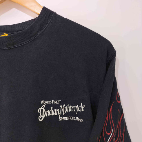 インディアンモーターサイクル INDIAN MOTORCYCLE 00s Y2K 両面プリントロングスリーブTシャツ 長袖Tシャツ 袖スカルファイヤー メンズ