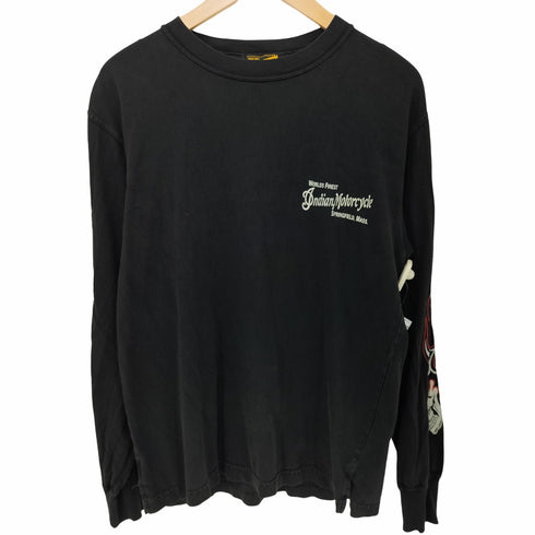 インディアンモーターサイクル INDIAN MOTORCYCLE 00s Y2K 両面プリントロングスリーブTシャツ 長袖Tシャツ 袖スカルファイヤー メンズ