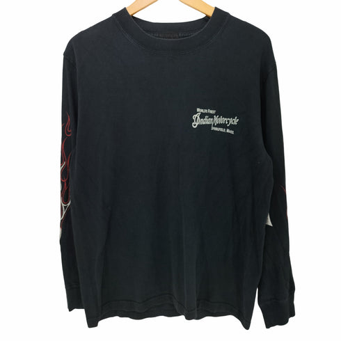 インディアンモーターサイクル INDIAN MOTORCYCLE 00s Y2K 両面プリントロングスリーブTシャツ 長袖Tシャツ 袖スカルファイヤー メンズ