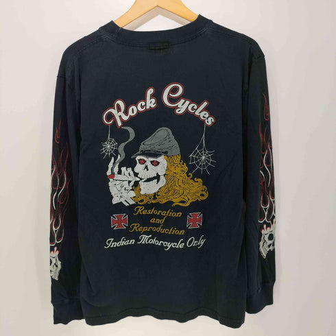 インディアンモーターサイクル INDIAN MOTORCYCLE 00s Y2K 両面プリントロングスリーブTシャツ 長袖Tシャツ 袖スカルファイヤー メンズ