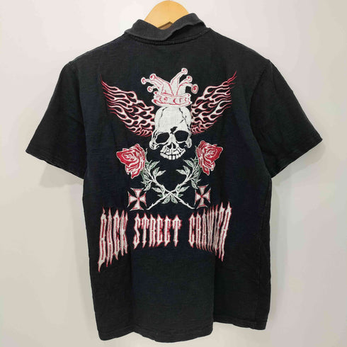 バックストリートクローラー BACK STREET CRAWLER 00s Y2K 両面スカル刺繍 半袖ポロシャツ メンズ M