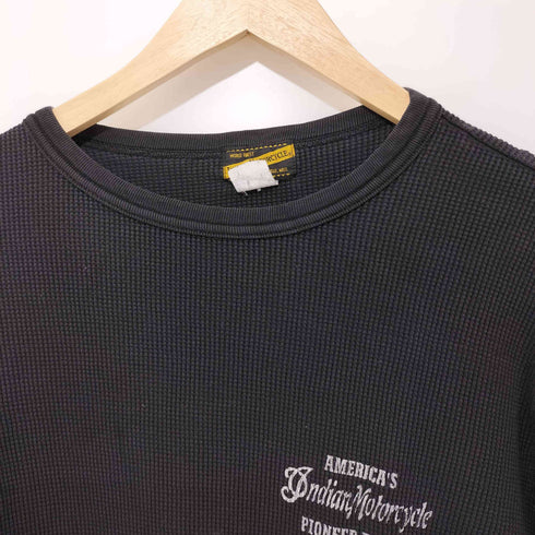 インディアンモーターサイクル INDIAN MOTORCYCLE 00s Y2K 両面プリントサーマルロングスリーブTシャツ 長袖Tシャツ 袖スカルファイヤー ワッフル メンズ