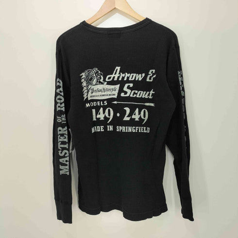 インディアンモーターサイクル INDIAN MOTORCYCLE 00s Y2K 両面プリントサーマルロングスリーブTシャツ 長袖Tシャツ 袖プリント ワッフル メンズ