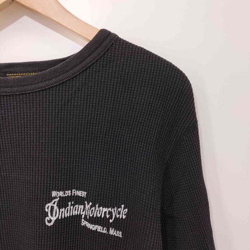インディアンモーターサイクル INDIAN MOTORCYCLE 00s Y2K 両面プリントサーマルロングスリーブTシャツ 長袖Tシャツ 袖プリント ワッフル メンズ