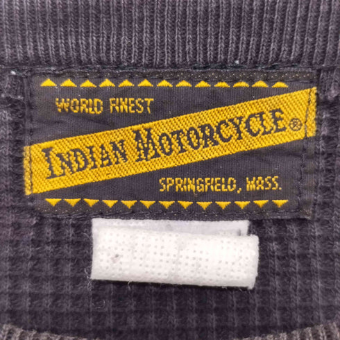 インディアンモーターサイクル INDIAN MOTORCYCLE 00s Y2K 両面プリントサーマルロングスリーブTシャツ 長袖Tシャツ 袖プリント ワッフル メンズ