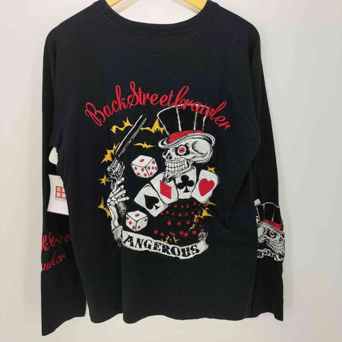バックストリートクローラー BACK STREET CRAWLER 00s Y2K 両面スカル刺繍 長袖Tシャツ メンズ M