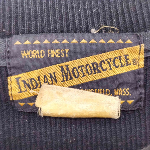 インディアンモーターサイクル INDIAN MOTORCYCLE 両面プリントクルーネックスウェット 袖パンチングレザー切替 メンズ L