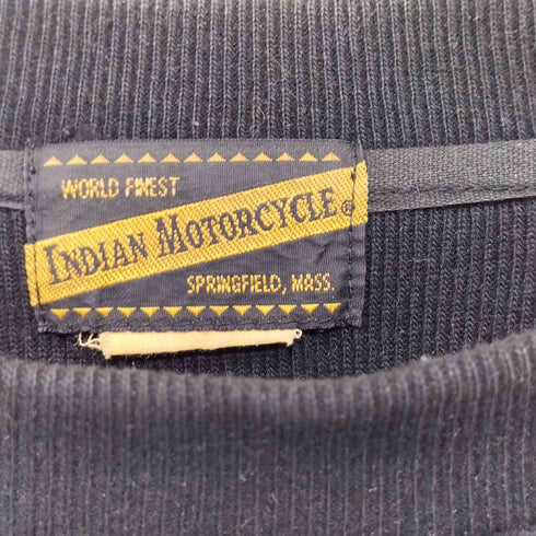 インディアンモーターサイクル INDIAN MOTORCYCLE 両面プリント クルーネックスウェット 袖パンチングレザー切替 メンズ L