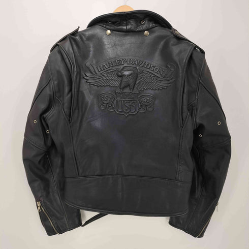 ハーレーダヴィットソン HARLEY DAVIDSON ダブルライダースジャケット SCREAMIN'EAGLE バックイーグル型押し メンズ 40