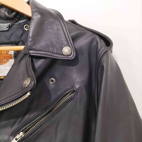 ハーレーダヴィットソン HARLEY DAVIDSON ダブルライダースジャケット SCREAMIN'EAGLE バックイーグル型押し メンズ 40