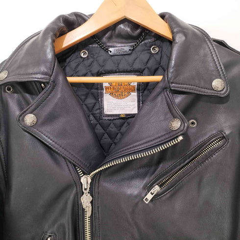 ハーレーダヴィットソン HARLEY DAVIDSON ダブルライダースジャケット SCREAMIN'EAGLE バックイーグル型押し メンズ 40
