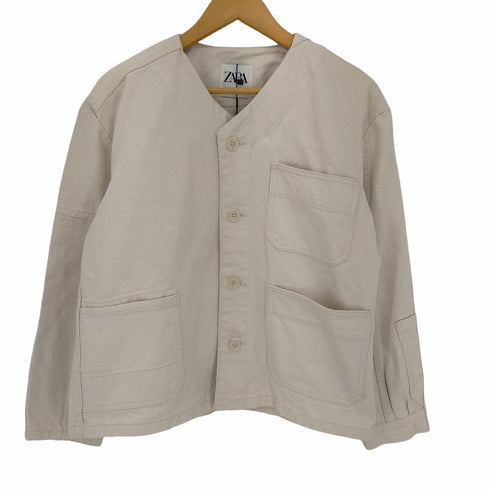 ザラ ZARA POCKET OVERSHIRT ノーカラー ポケットオーバーシャツ レディース import:XS