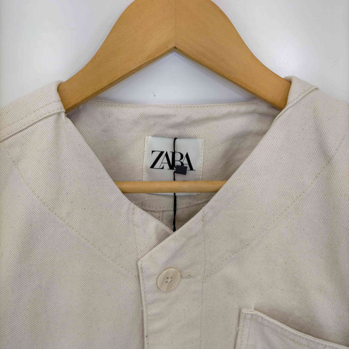 ザラ ZARA POCKET OVERSHIRT ノーカラー ポケットオーバーシャツ レディース import:XS