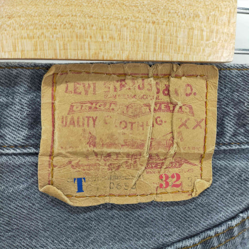 リーバイス Levis USA製 AUTHORIZED VINTAGE 501ストレートデニムパンツ ボタンフライ 先染め メンズ UK:32-33