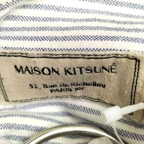 メゾンキツネ maison kitsune ロゴ刺繍 ボタンダウンストライプシャツ メンズ 39