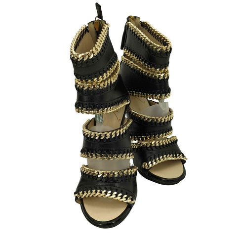 ジュゼッペザノッティデザイン GIUSEPPE ZANOTTI DESIGN ナッパレザー チェーン装飾 サンダル レディース EUR:35