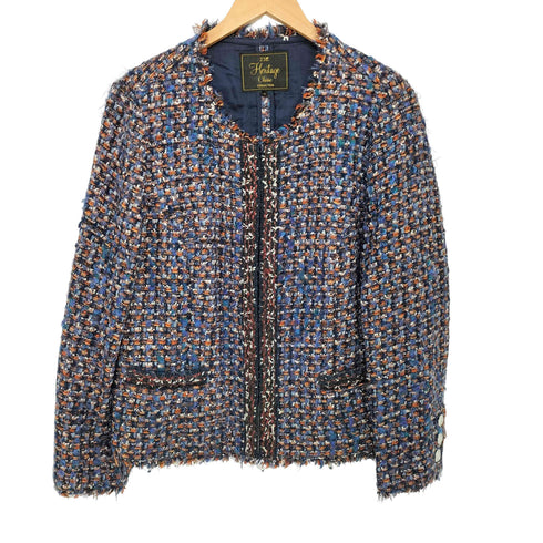 ニジュウサンク 23区 Heritage Classic Collection JULES TOURNIER ノーカラー ツイードジャケット レディース 48