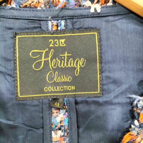 ニジュウサンク 23区 Heritage Classic Collection JULES TOURNIER ノーカラー ツイードジャケット レディース 48