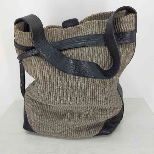 ディスコード ヨウジヤマモト discord Yohji Yamamoto 18SS 麦わらレザー切替ショルダーバッグ ワンショルダーバッグ レディース