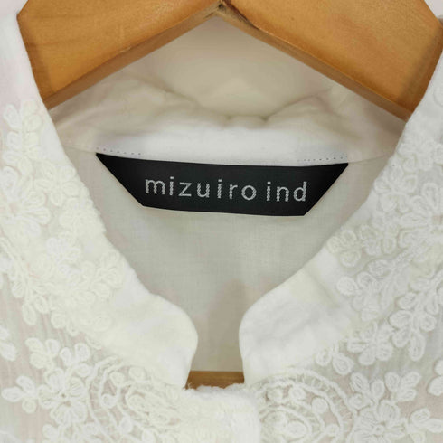 ミズイロインド mizuiro ind レーススタンドカラーワイドシャツ レディース