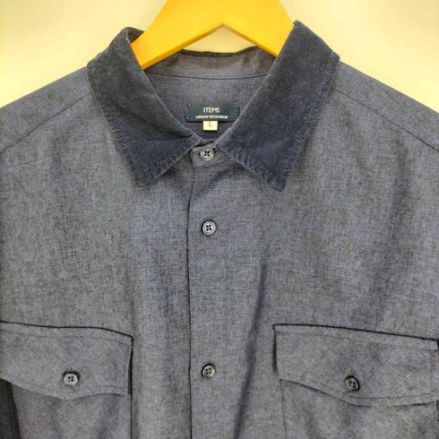 アイテムズ アーバンリサーチ ITEMS URBAN RESEARCH 衿コーデュロイ ポリツイルシャツ メンズ JPN:L