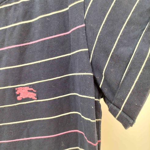 バーバリーブルーレーベル BURBERRY BLUE LABEL ロゴ刺繍 ドローコード ストライプ カットソー レディース EUR:38