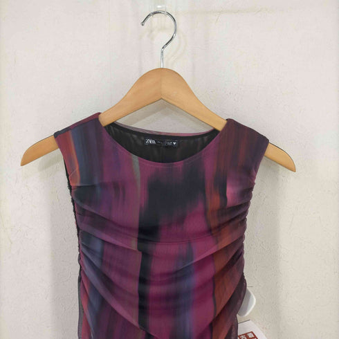 ザラ ZARA PRINTED RUCHED TULLE DRESS レディース import:S