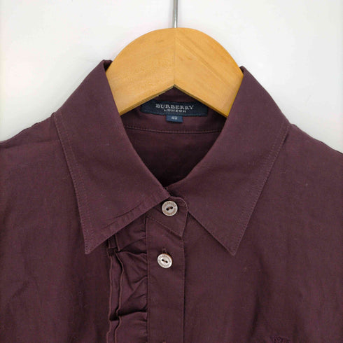 バーバリーロンドン BURBERRY LONDON 同色ロゴ刺繍 コットンフリルシャツブラウス レディース 42