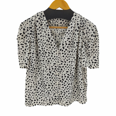 グレイル GRL パワショルVネックダルメシアン柄ブラウス レディース import:L