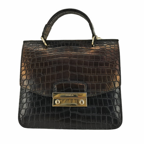 フルラ FURLA クロコ型押し レザー ミニ チェーン ショルダーバッグ レディース