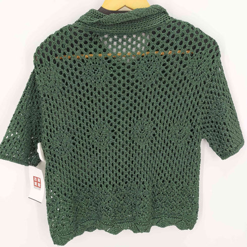ザラ ZARA 編込みメッシュニットシャツ レディース import:L