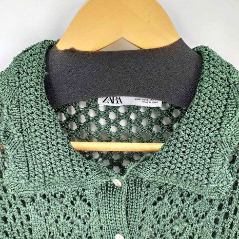 ザラ ZARA 編込みメッシュニットシャツ レディース import:L