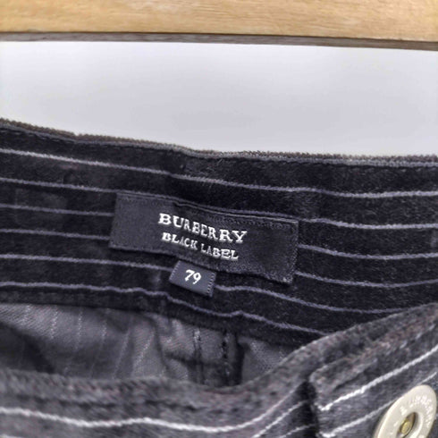 バーバリーブラックレーベル BURBERRY BLACK LABEL ベロア ストライプ ボタンフライ ストレート パンツ メンズ 79