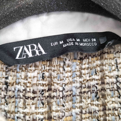 ザラ ZARA White Texture Tweed Blouse Top Shirt レディース US M