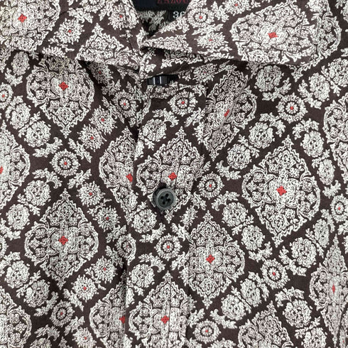 リーツテイラーザズー REATS TAILOR ZAZOUS 幾何学模様 ワイドカラー L/S シャツ メンズ UK:36
