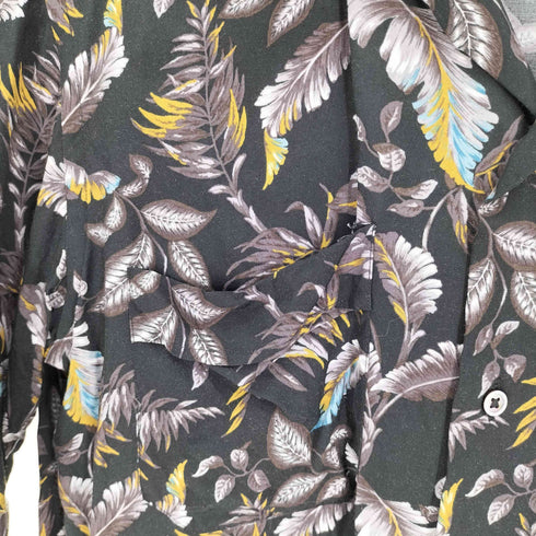 リーツテイラーザズー REATS TAILOR ZAZOUS リーフ柄 オープンカラー ダブルポケット S/S レーヨン シャツ メンズ US:38