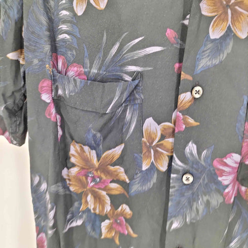 リーツテイラーザズー REATS TAILOR ZAZOUS ハイビスカス柄 オープンカラー ダブルポケット S/S レーヨン シャツ メンズ UK:38