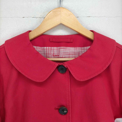 バーバリーロンドン BURBERRY LONDON MADE IN USA 裏地チェック ラウンドカラーコート レディース UK:14