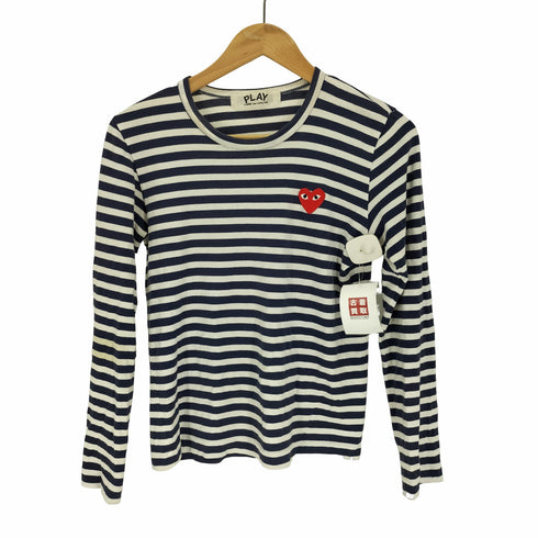 プレイコムデギャルソン PLAY COMME des GARCONS ワンポイントロゴ ボーダー L/S Tシャツ レディース JPN:M