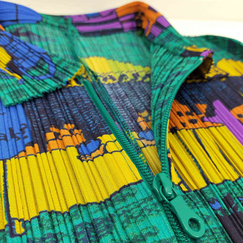 プリーツプリーズイッセイミヤケ PLEATS PLEASE ISSEY MIYAKE 06AW 石畳の街 プリントジップアップシャツジャケット メンズ JPN:4