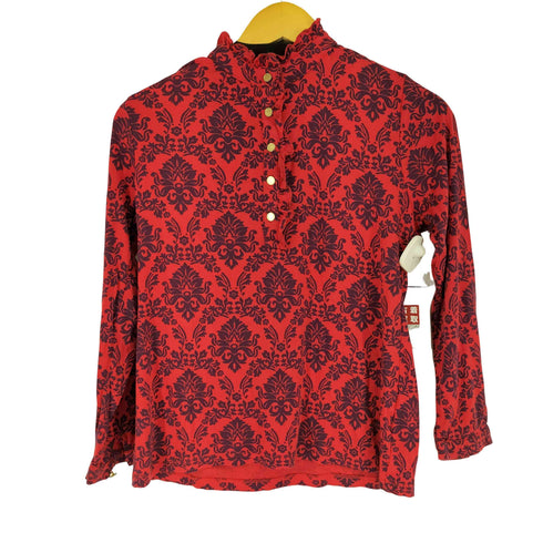 ランズエンド LANDS END レーヨン混 花柄 ヘンリーネックL/S Tシャツ レディース JPN:M