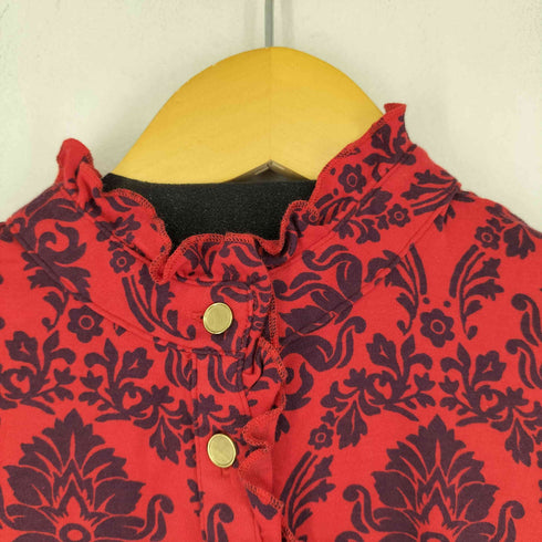 ランズエンド LANDS END レーヨン混 花柄 ヘンリーネックL/S Tシャツ レディース JPN:M
