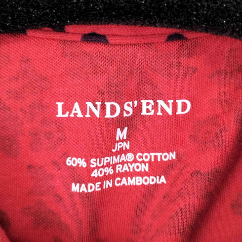 ランズエンド LANDS END レーヨン混 花柄 ヘンリーネックL/S Tシャツ レディース JPN:M