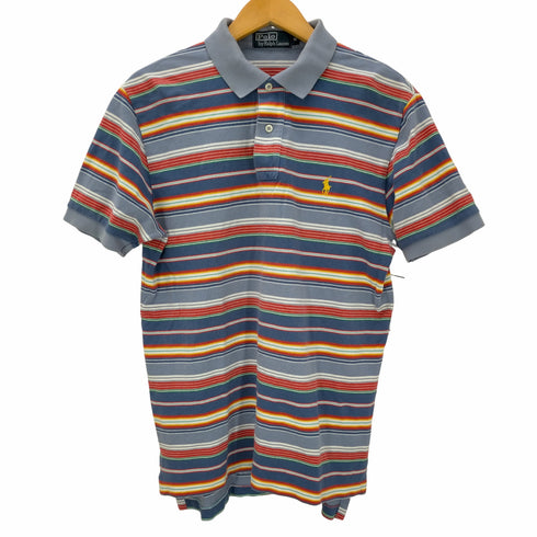ポロバイラルフローレン Polo by RALPH LAUREN ポニー刺繍 ボーダー柄半袖鹿の子ポロシャツ メンズ import:M