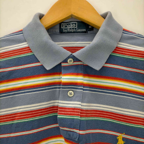 ポロバイラルフローレン Polo by RALPH LAUREN ポニー刺繍 ボーダー柄半袖鹿の子ポロシャツ メンズ import:M