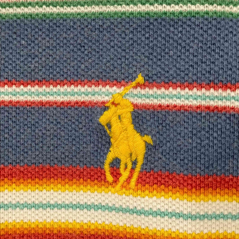 ポロバイラルフローレン Polo by RALPH LAUREN ポニー刺繍 ボーダー柄半袖鹿の子ポロシャツ メンズ import:M
