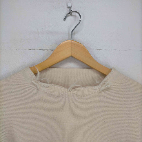 ヨウジヤマモト Yohji Yamamoto 90S初期 襟元ステッチデザイン ホツレ加工 リブニット レディース JPN:S