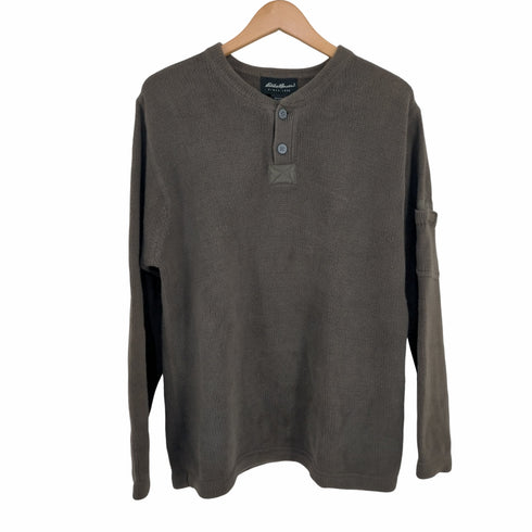 エディーバウアー Eddie Bauer スリーブポケット ハーフボタン コットンコマンドニット メンズ import:S
