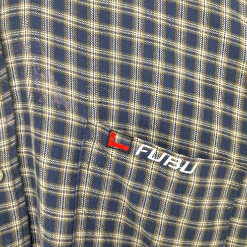 フブ FUBU 胸ロゴ刺繍 チェックシャツ メンズ JPN:XL